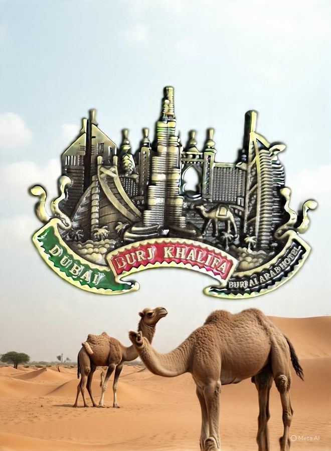 دي تي ديكتون مغناطيس ثلاجة معدني من دي تي ديكتون، أحمر وأخضر، بتصميم برج خليفة دبي ثلاثي الأبعاد، مناسب للثلاجة، طاولة الدراسة، مكتب العمل، هدية مثالية، قطعة ديكور رائعة لمحبي السفر، 8 × 6 سم، عبوة من قطعة واحدة - Image 3
